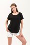 Women's Black Low-Sleeve Round Neck Modal Comfortable Sporty Tshirt _725107 - 4
