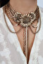 Vintage Sunflower Detailed Multi Chain Design Necklace - 2