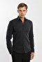 Long Sleeve Snap Fastener Lycra Men's Black Shirt - 8