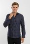 Collared and Snap Fastened Paneled Printed Look Slim Fit Long Sleeve Men's Shirt - 6