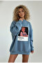 Women's Oversize Sweat Dress Marine – 3 Thread Raised, Crew Neck, Pantone - Princess Printed - 2