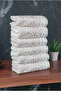 Çınar Jacquard 6-Piece Velvet Cotton Hand and Face Towel Set 30X50 cm - 00434- Gold - 5