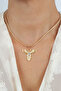 Gold Plated Brass Flat Chain Necklace with Phoenix Bird Pendant - 2