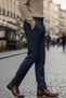 Slim Fit Side Pocket 80% Wool Navy Blue Classic Winter Fabric Trousers - 2
