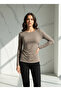 Drawstring Waist, Fitted at the Waist, Side Slit Mink Color Women's Blouse