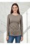 Drawstring Waist, Fitted at the Waist, Side Slit Mink Color Women's Blouse - 2
