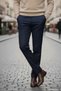 Slim Fit Side Pocket 80% Wool Navy Blue Classic Winter Fabric Trousers - 5