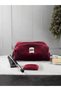Velvet Burgundy Makeup Bag Small Size Zippered Portfolio Bag Christmas Gift Stylish Evening Bag - 3