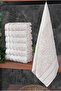 Çınar Jacquard 6-Piece Velvet Cotton Hand and Face Towel Set 50X90 cm - 04557 - Gold