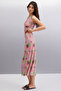 Jaxie Women's Slim Fit Water Patterned Tulle Lined Pink Skirt