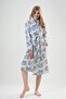Women's Fleece Shawl Collar Dressing Gown – Owl Patterned White Model C8T2N0102 - 2