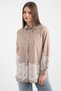 Striped Lace Detailed Long Shirt 8762 - Mink