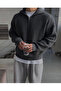 Smoke Gray Men's Oversized Zip-Up Turtleneck Knit Sweater