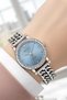 Chain Model Cord Steel Case Women Wrist Watch, Bracelet Gift Silver-Blue Color Zmfer206