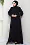 Hidden Placket Half Embellished Abaya Black HM2860 - 2