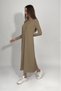 Women's Summer Long Sleeve Viscose Midi Length Crew Neck Dress Mink - 3