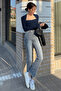 Women's Swan Neck Long Sleeve Slim Blouse - 3
