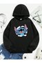 Stitch Printed 100% Cotton Kangaroo Pocket Hooded Kids Sweatshirt