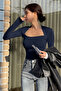 Women's Swan Neck Long Sleeve Slim Blouse - 5