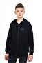 Boys' Hooded Zippered Pockets Low Shoulder Printed Raglan Sleeve Knitted Cardigan