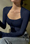 Women's Swan Neck Long Sleeve Slim Blouse - 2