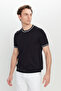 Men's Black 100% Cotton Standard Fit Regular Cut Crew Neck Knitwear T-Shirt - 3
