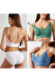 Womens Bra Cotton Blends Spaghetti Strap Lingerie Set Underwear Push Up Bra 2 Pieces Set - 4