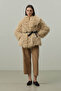 Faux Fur Coat Beige - 6
