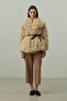 Faux Fur Coat Beige - 4