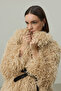 Faux Fur Coat Beige - 8