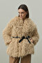 Faux Fur Coat Beige - 7