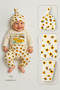 Mother's Honey 3-Piece Newborn Set 100% Cotton Long Sleeve Bodysuit, Floral Bee Pattern Ribbed Pants, Beanie - 6