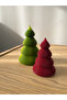Modern Christmas Themed Tree Ornament - Set of 2 Burgundy and Green Trees - 2