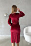 Velvet Fabric Long Sleeve Double-Breasted Dress - 5