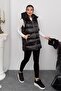 Women's Long Black Hooded Puffer Vest – Astronaut Collar, Waterproof, Oversized - 5