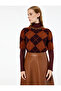 X Melis Ağazat - Short Sleeve Crew Neck Stone Diamond Pattern Knit Sweater - 3
