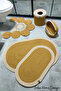 Jute,Bath Set,Bathroom Set,Bath Mat, Mat Set,Makeup Basket,Trash Can,Toilet Mat,Gold