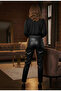 Black High Waist Belt Detailed Faux Leather Pants with Cotton Inside - 4