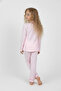 Girls' 100% Cotton Pink White Vertical Striped Long Sleeve Button-Down Pajamas Set Cf-25027 - 3