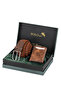 Magnetic Automatic Mechanism Wallet Knitted Flexible Belt Men's Combination Set Tan Brown Color M-07-T