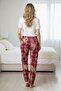 Women's Soft Textured Cotton Elastic Waist Teddy Bear Patterned Pajama Bottoms V25046 - 3