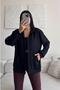Soo Modal Fabric Relax Fit Long Sleeve Pocket Hooded Zipper Black Women's Sweatshirt and T-Shirt Combo - 3