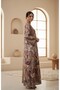 Botanical Print Kaftan Short Dress with Embellished V-Neck - 3