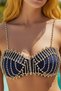 Gold Color Stone Bikini Top Bralet Body Accessory - 3