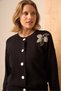 Women's Floral Detailed Knitwear Cardigan Black 25022 - 2