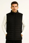 Men's Inflatable Zippered Water Repellent Quilted Lined Vest with Pockets - Black - 3