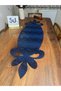 Asymmetrical Navy Blue Laser Cut Custom Zebra Pattern Faux Leather Runner American Service Tablecloth - 2
