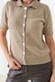 Women's Shirt Collar Silver Button Sequin Short Sleeve Knitwear Cardigan - 6