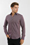 Collared Snap Fastener Slim Fit Stretch Fabric Long Sleeve Men's Shirt - 7