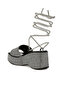 Women Rhinestone Embellished Lace-Up Sandals - 3
